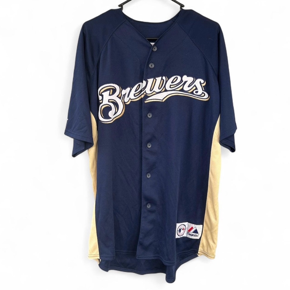 Majestic Milwaukee Brewers Jersey Mens Ryan Braun #8 Brewers Blue Embroidered
